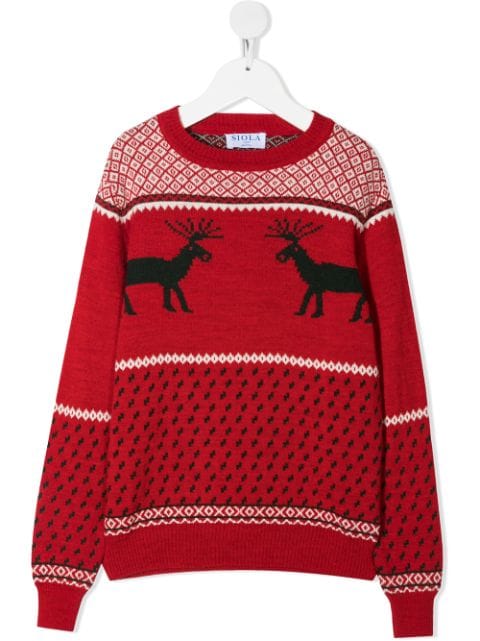 Siola TEEN reindeer-motif intarsia-knit jumper 