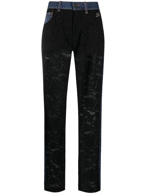 Dolce & Gabbana Calça jeans boyfriend com recorte de renda