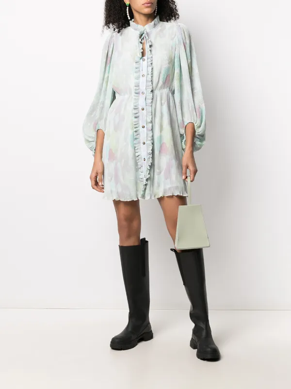 Puff sleeve crepe mini dress Clearance