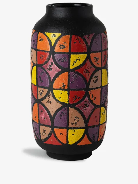 Nuove Forme Optical geometric-pattern ceramic vase
