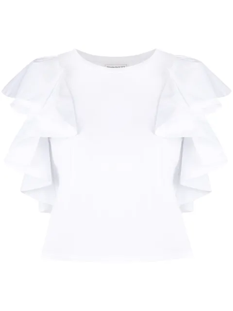 Alexander McQueen short ruffled sleeves cropped top