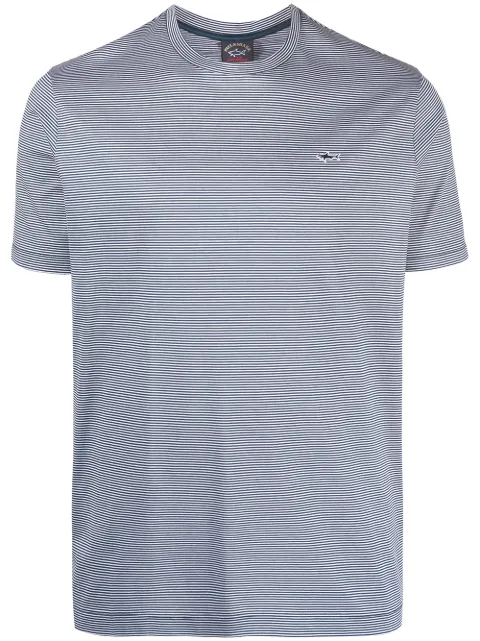 Paul & Shark logo-patch stripe-print t-shirt