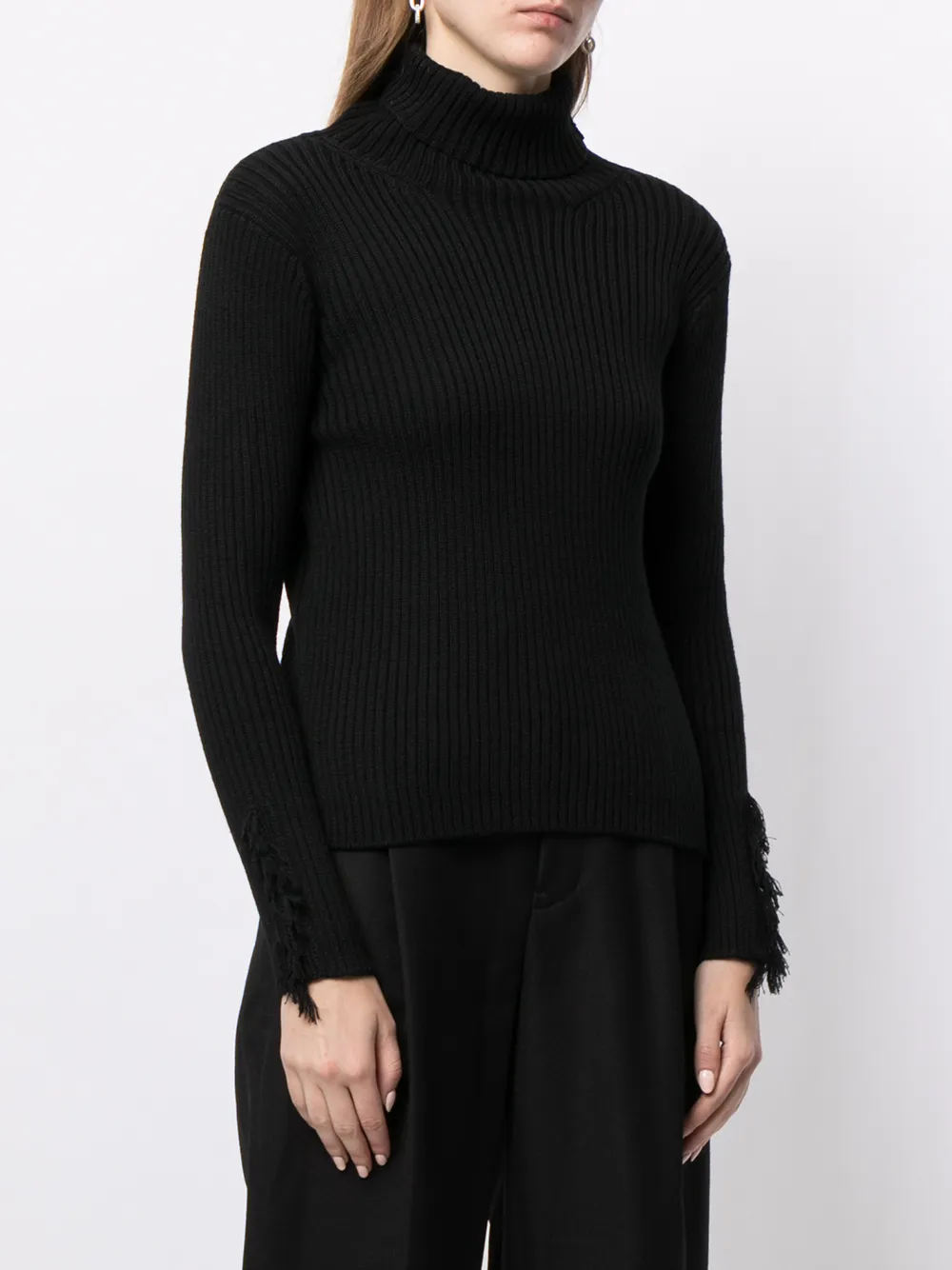  Y's Gestrickter Rollkragenpullover   Schwarz 