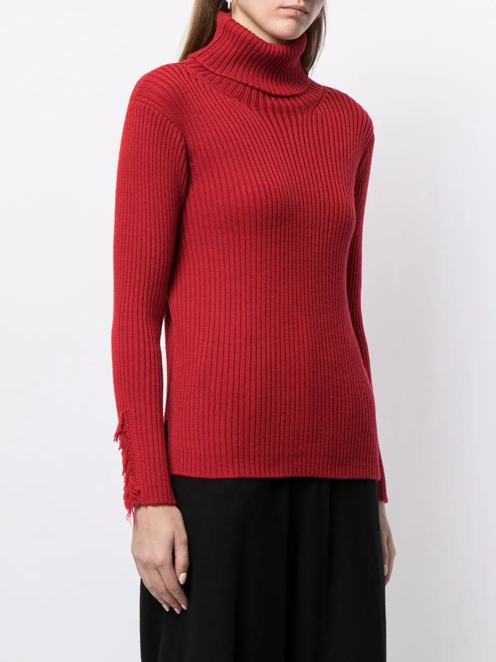  Y's Pullover Mit Fransen   Rot 