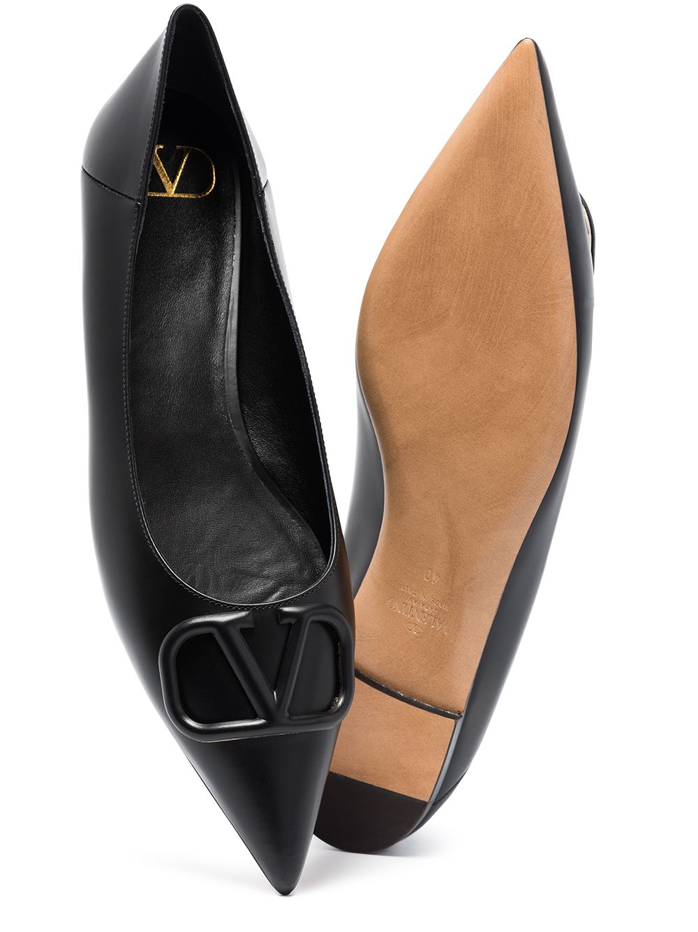 фото Valentino garavani vlogo leather ballerina shoes