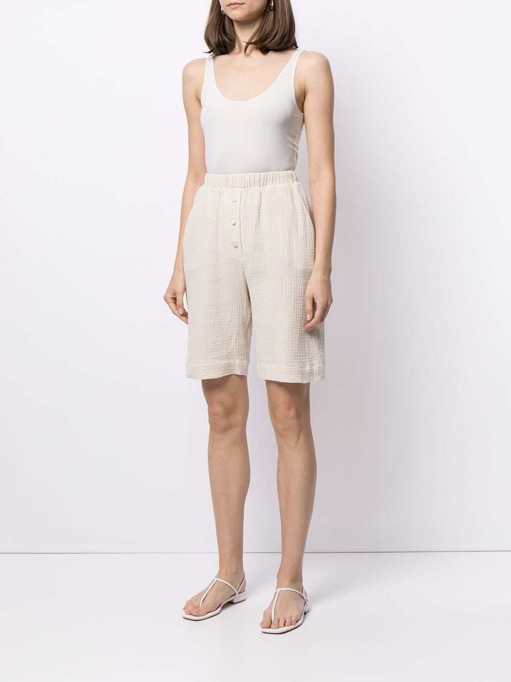 Shop 0711 Patterned-effect Cotton Shorts In Neutrals