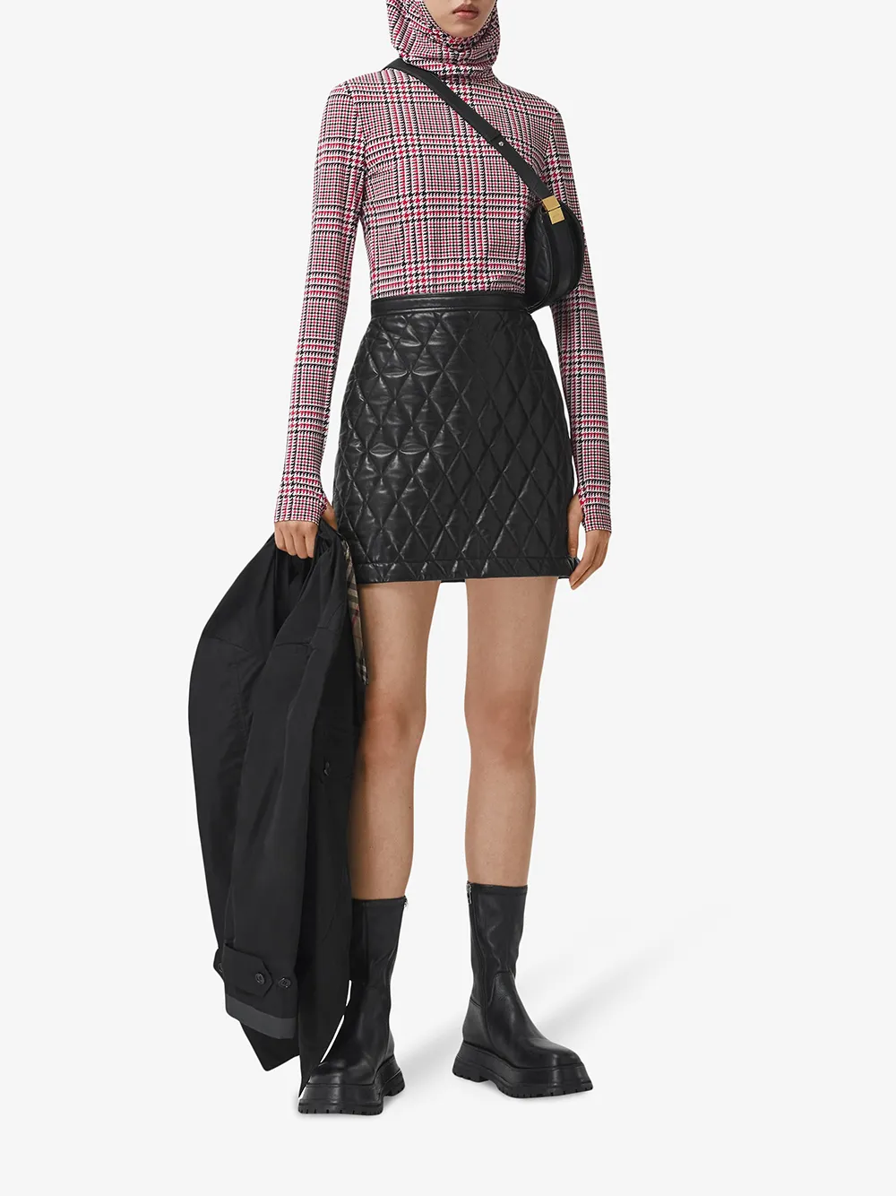 фото Burberry топ в ломаную клетку с капюшоном