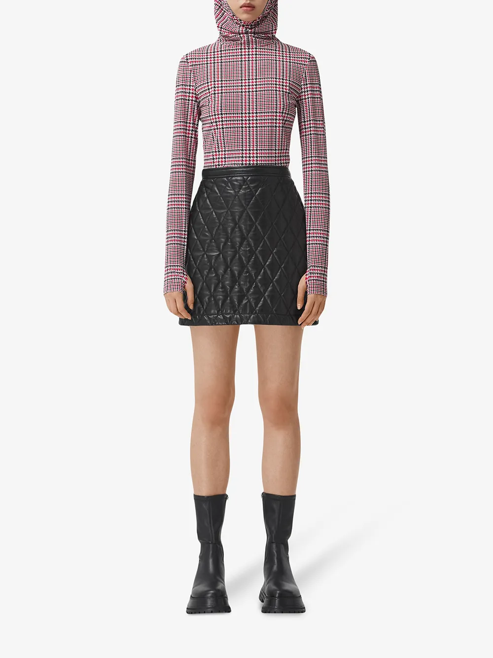 фото Burberry топ в ломаную клетку с капюшоном
