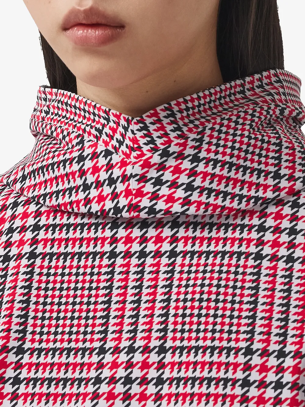 фото Burberry топ в ломаную клетку с капюшоном