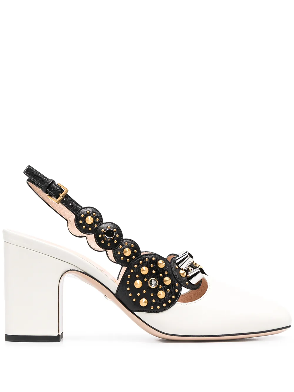 white mid heel pumps