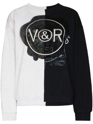 Viktor Rolf Logo Print Panelled Sweatshirt Farfetch