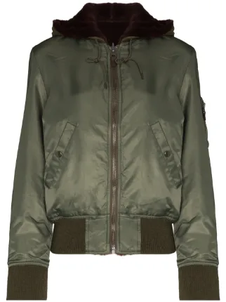 R13 Reversible Hooded Bomber Jacket 