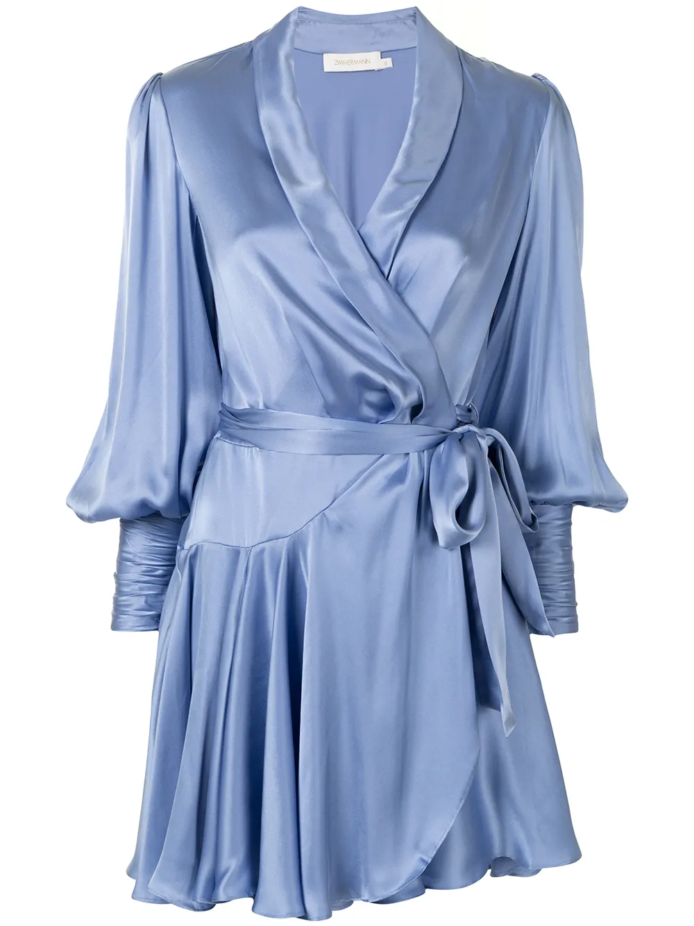 Zimmermann Belted Silk Wrap Dress In Blue