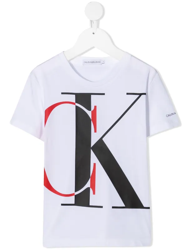 calvin klein white t shirt red logo