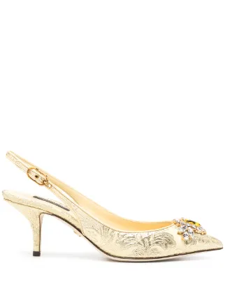 Dolce & Gabbana Jacquard Embellished low-heel Pumps - Farfetch