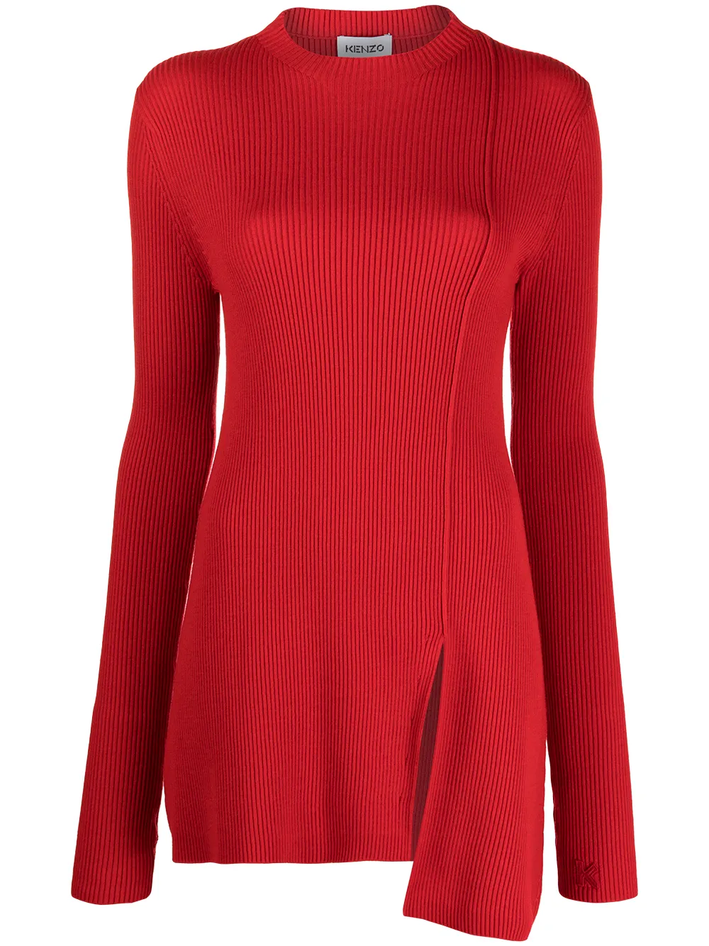 

Kenzo asymmetric-hem ribbed-knit jumper - Red