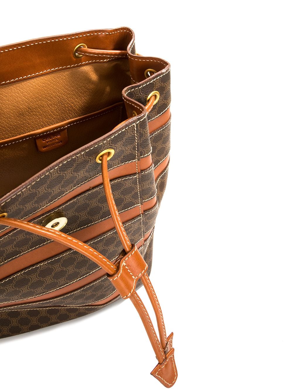 CELINE Macadam Stripes Shoulder bag Brown Vintage Old CELINE
