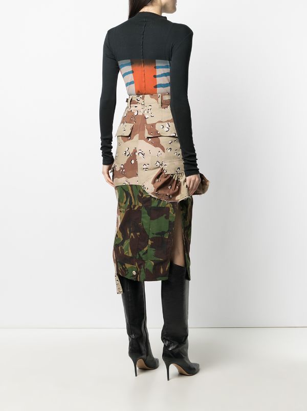 Preen By Thornton Bregazzi Patchwork camouflage print Pencil Skirt