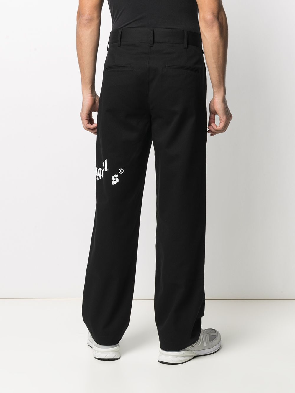 Shop Palm Angels Logo-print Straight-leg Trousers In Black