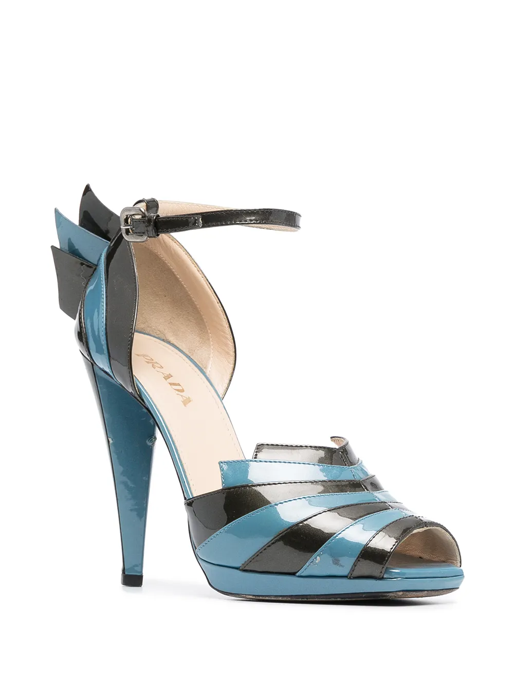 Image 2 of Prada Pre-Owned draped appliquée peep toe pumps