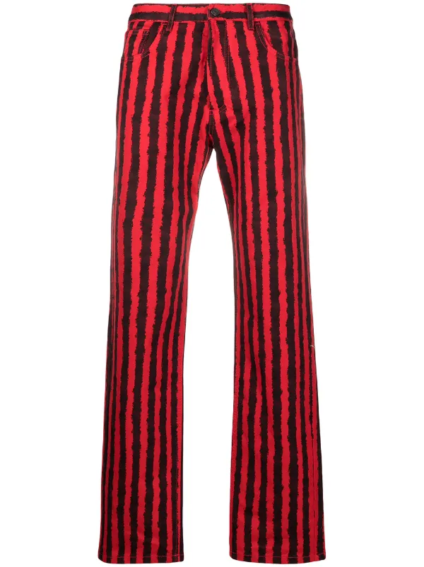 black and red striped jeans