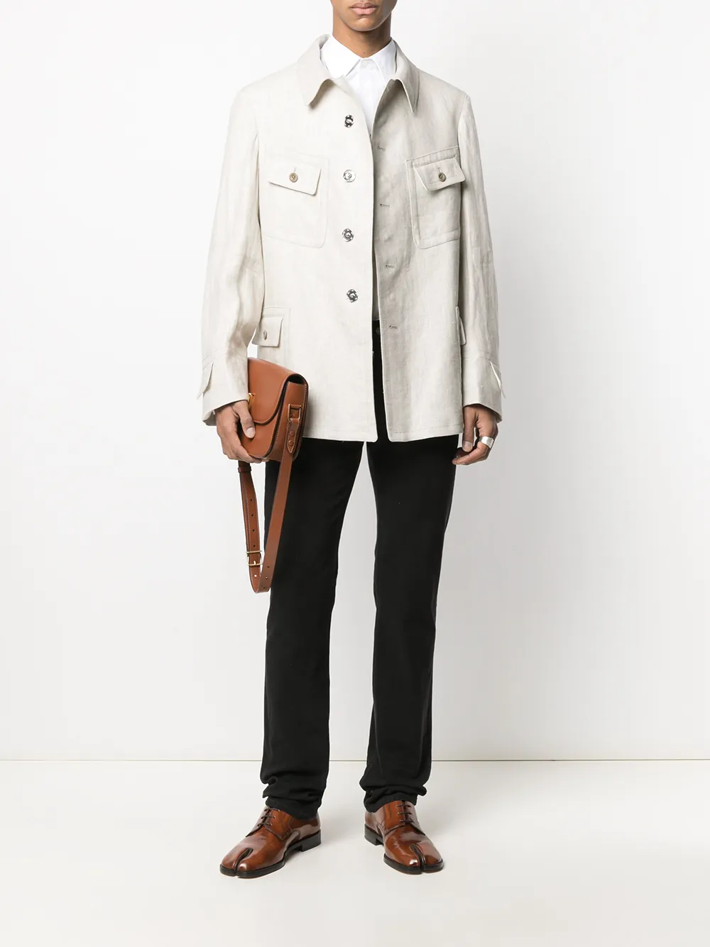 Maison Margiela Shirtjack met enkele rij knopen - Beige