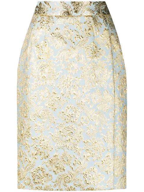 Dolce & Gabbana fleur-de-lis pattern pencil skirt