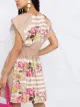 Alberta Ferretti Vestido mangas curtas com estampa de listras florais