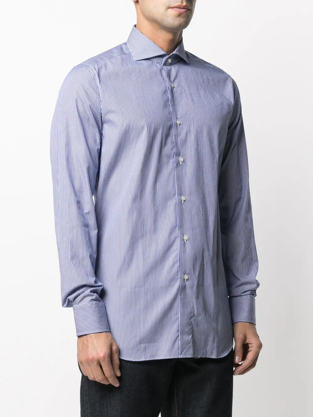 Xacus Overhemd met krijtstreep Blauw