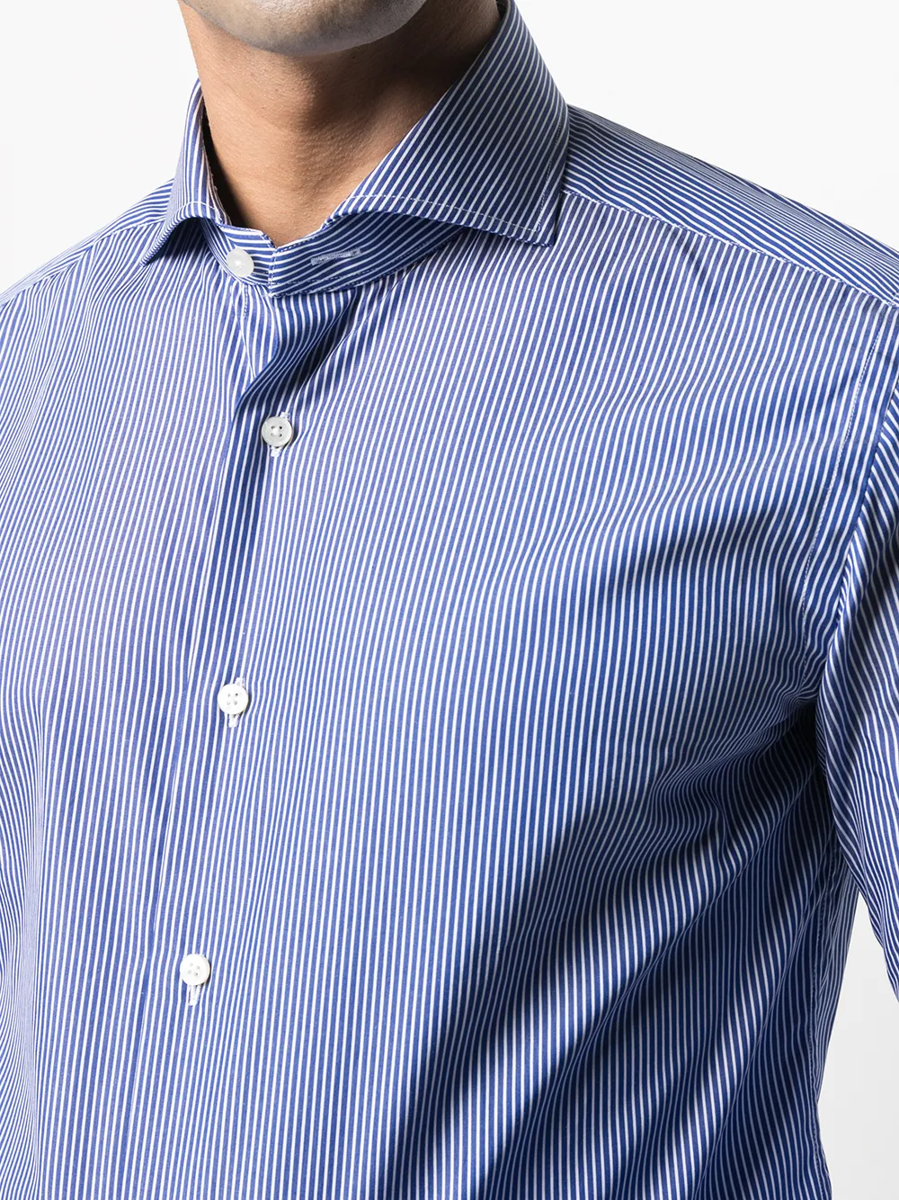 Xacus Overhemd met krijtstreep Blauw