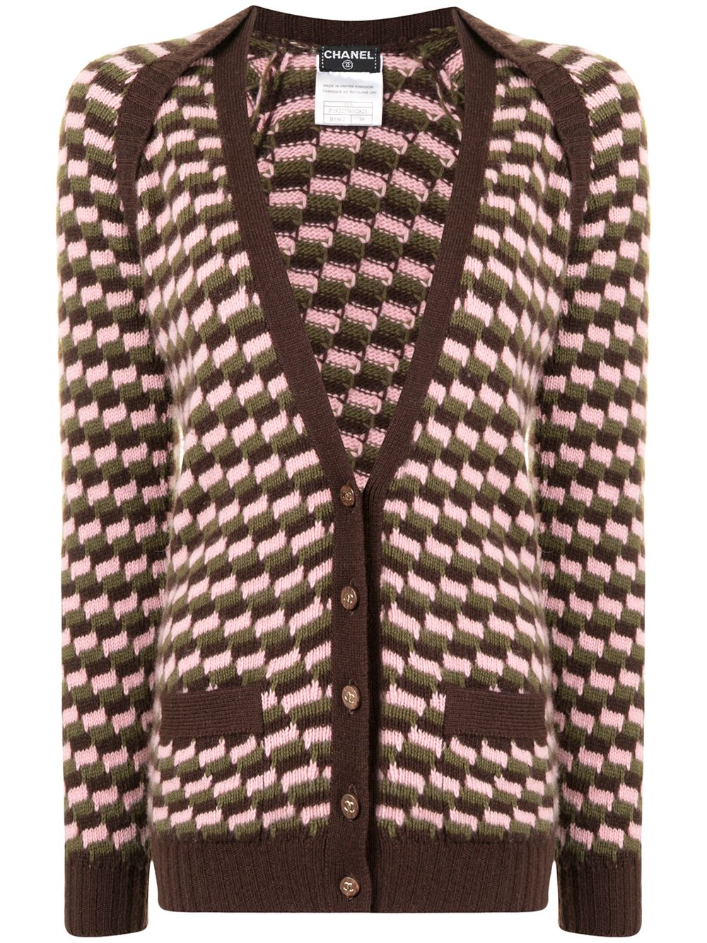 Pre-owned Chanel V-neck Knitted Cardigan In Brown