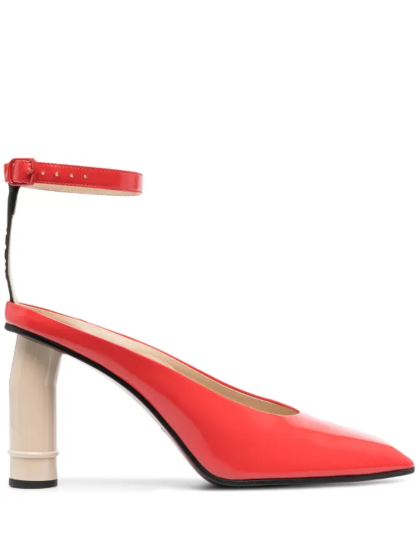 square toe ankle strap heels