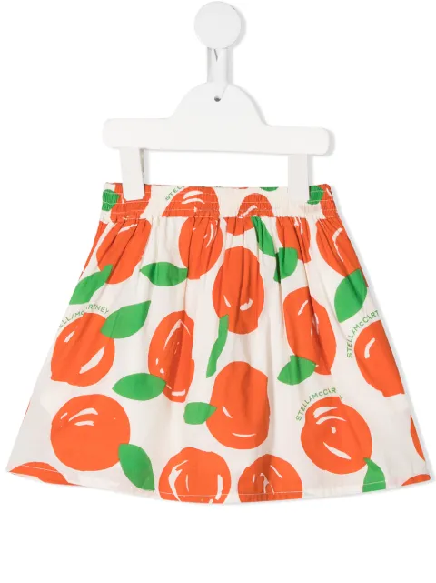 Stella McCartney Kids تنورة بكسرات وطبعة برتقال