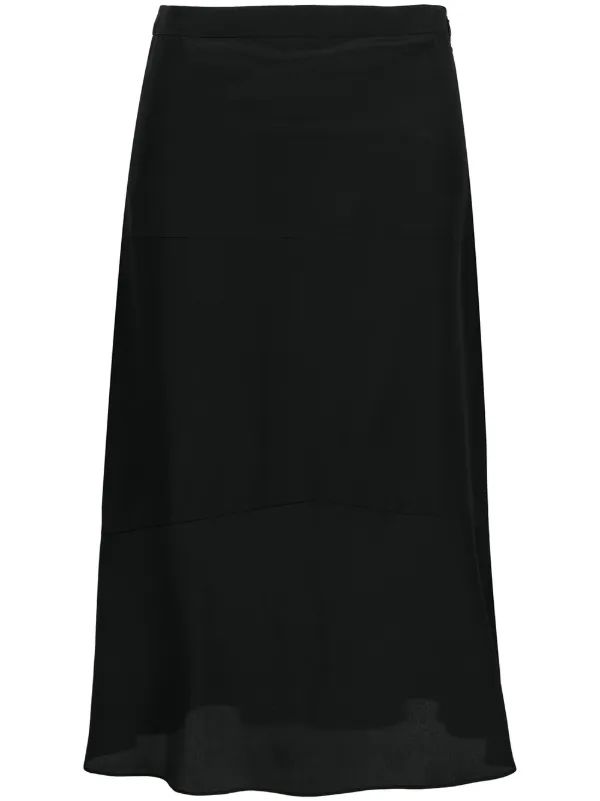 high waisted black silk skirt