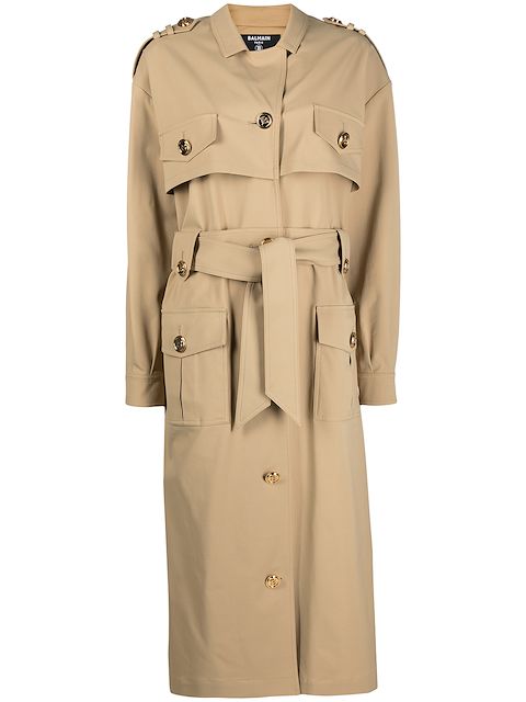 Balmain embossed-buttons trench coat