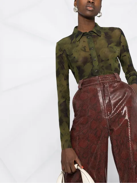 ganni printed mesh shirt
