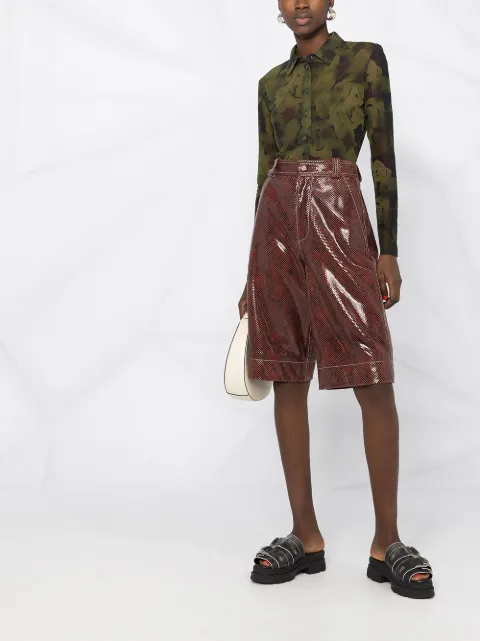 ganni printed mesh shirt