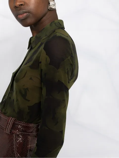 ganni printed mesh shirt