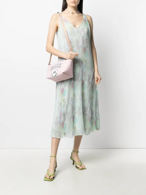 GANNI pleated georgette sleeveless midi-dress - FARFETCH