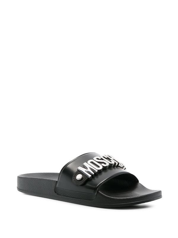 Moschino Logo Plaque Slides Farfetch