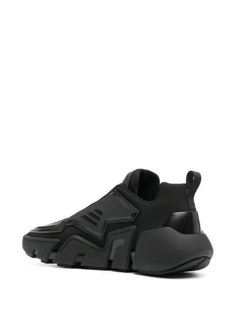 prada techno stretch sneakers on feet