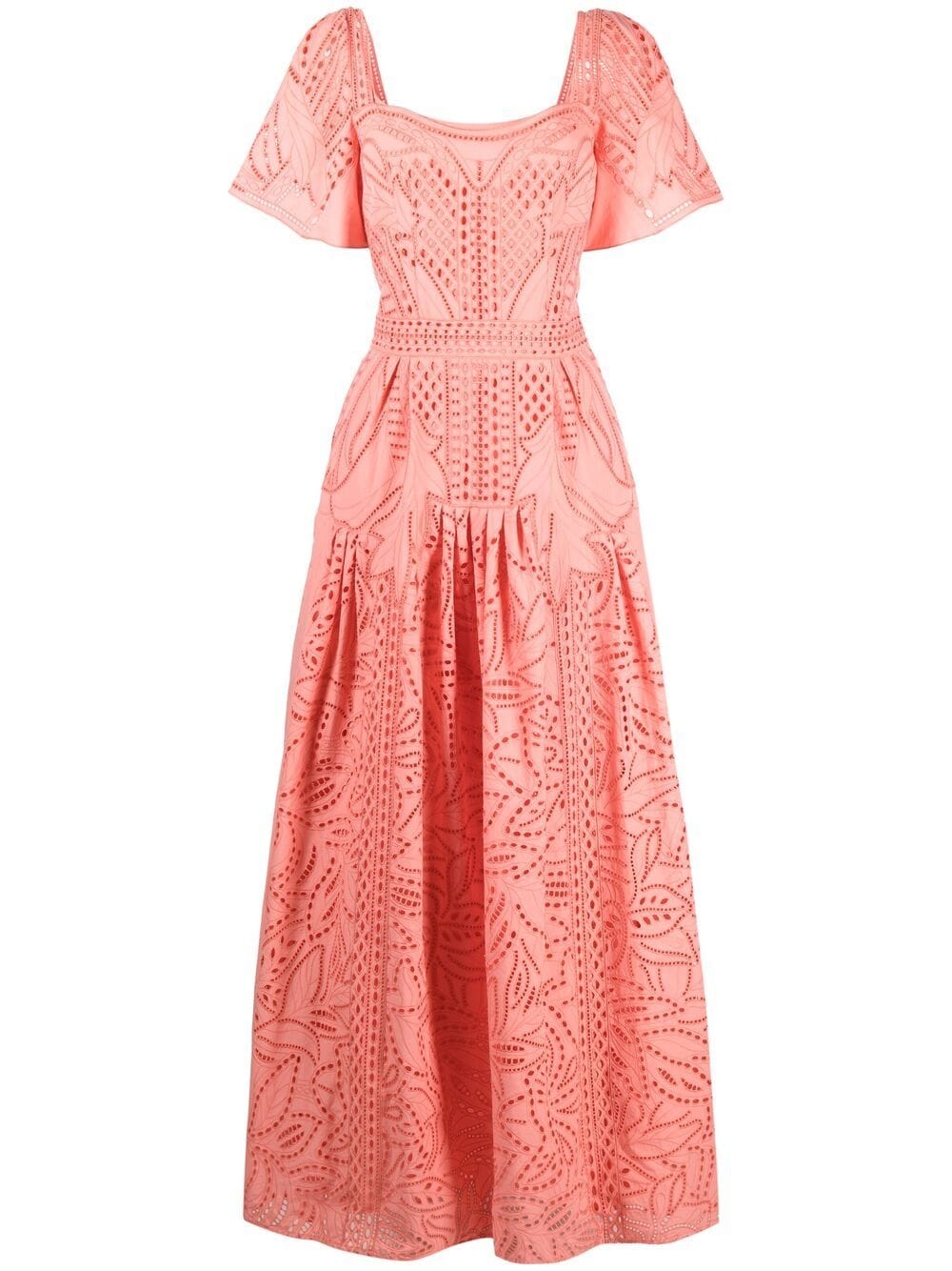 Alberta Ferretti Laser-cut Detail Maxi Dress In Pink