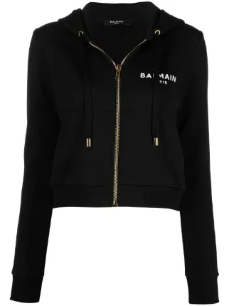 Balmain logo-print Zip Hoodie - Farfetch