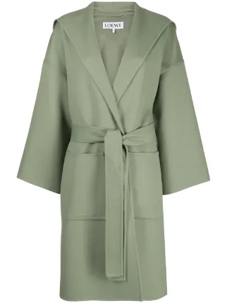 hooded belted coat