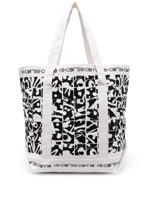 10 CORSO COMO Chaoslight canvas graffiti tote