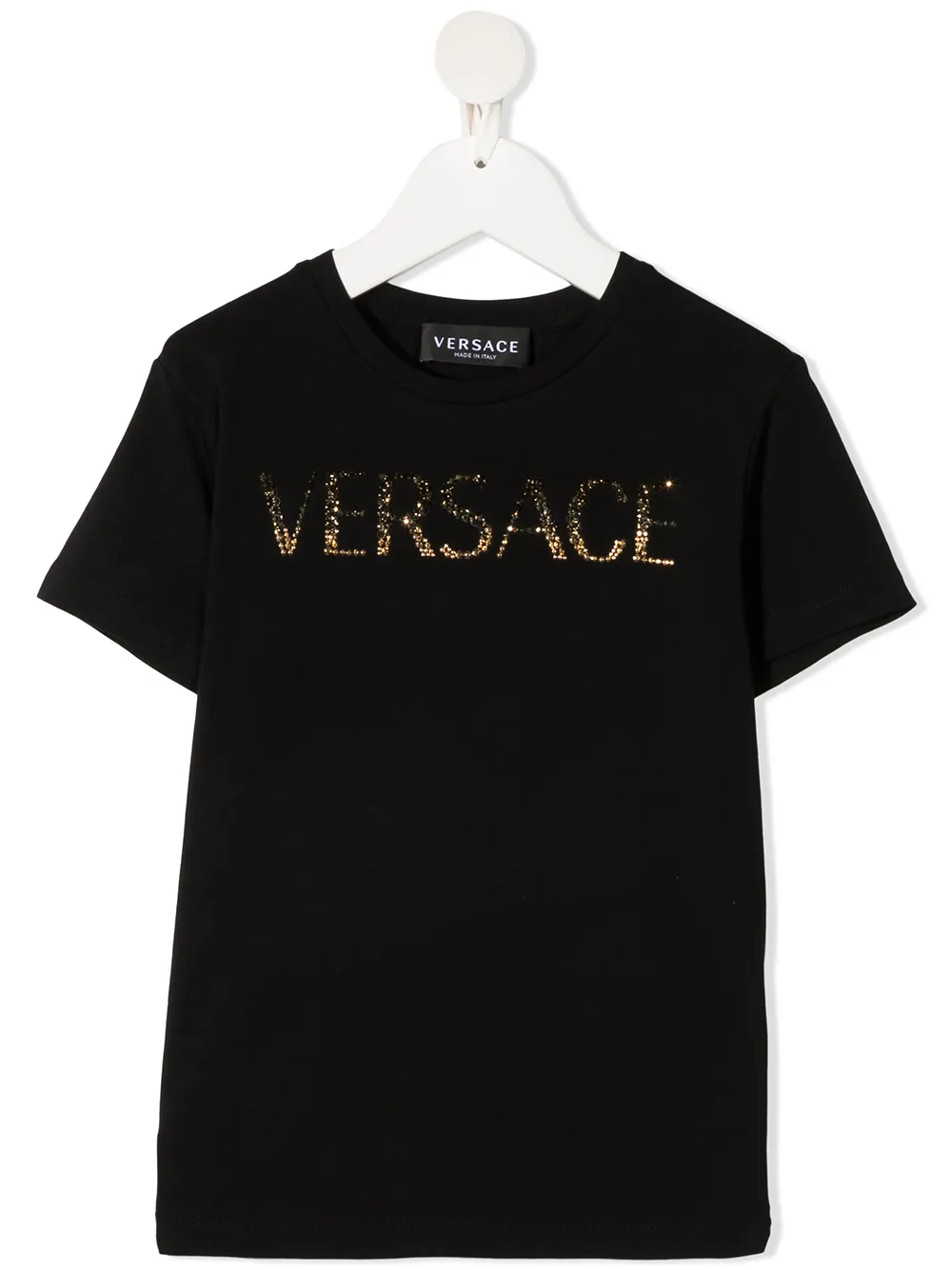 

Versace Kids stretch-cotton logo embellished t-shirt - Black