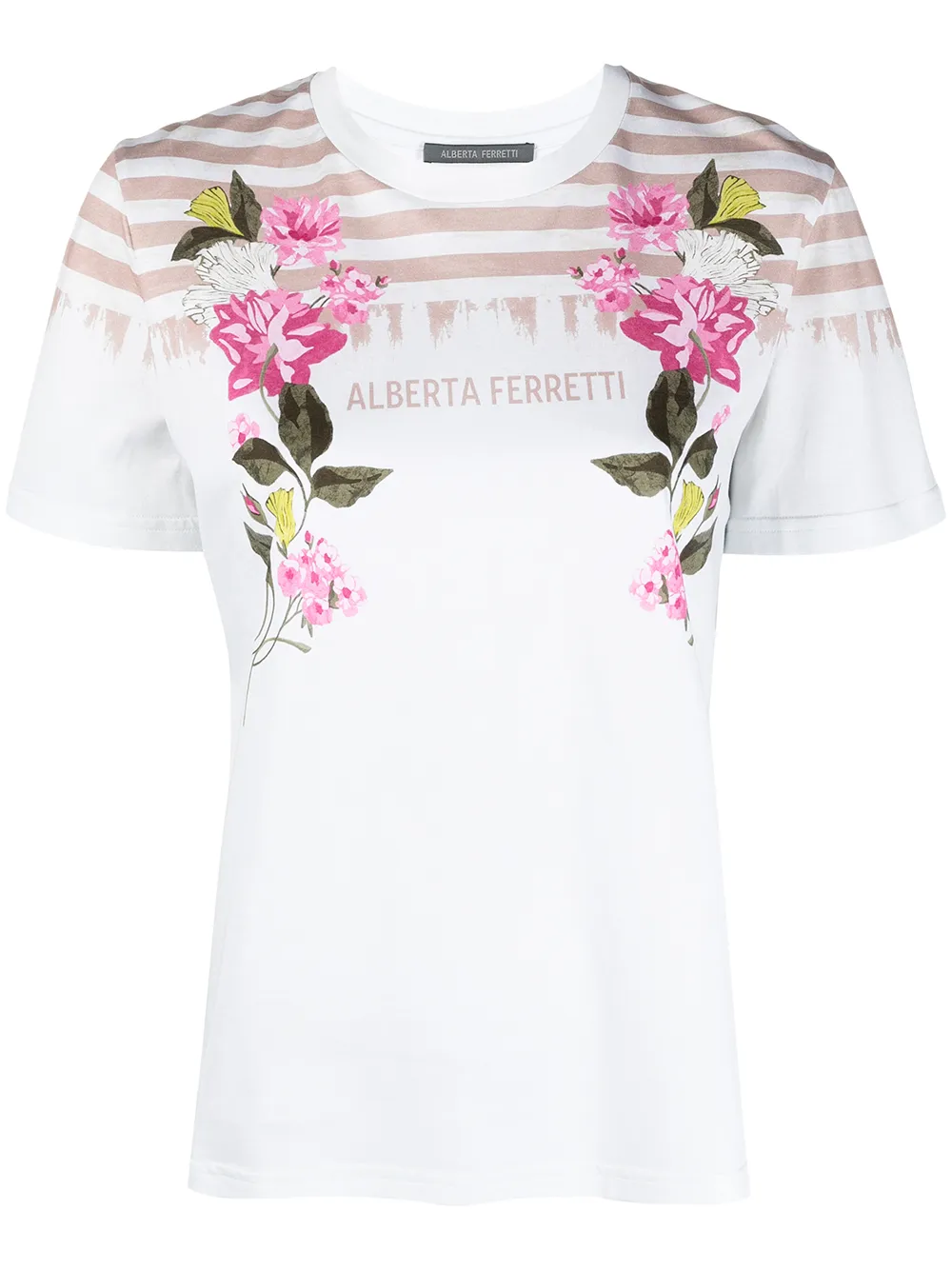 

Alberta Ferretti playera con detalle de rayas y logo - Blanco