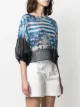 Alberta Ferretti stripe-print floral silk blouse