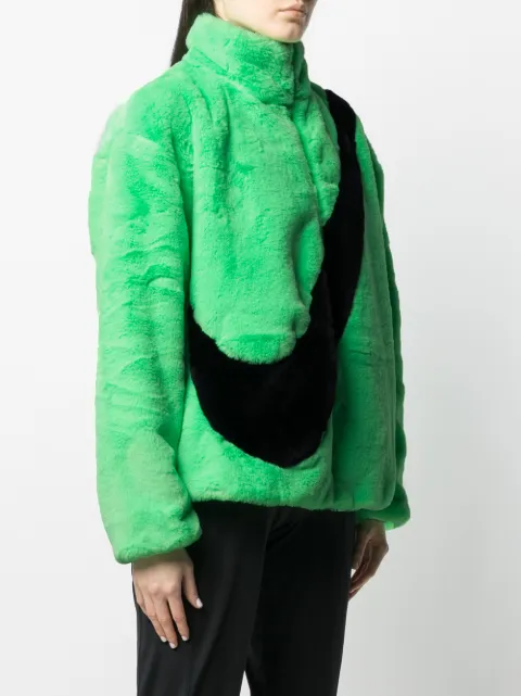 swoosh faux fur jacket