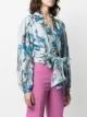 Alberta Ferretti floral-print cropped satin blouse